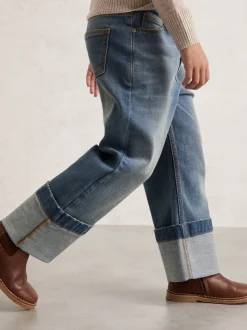 Reiss Blue Belinda 9-13 yrs Straight-Leg Turn-Up Jeans