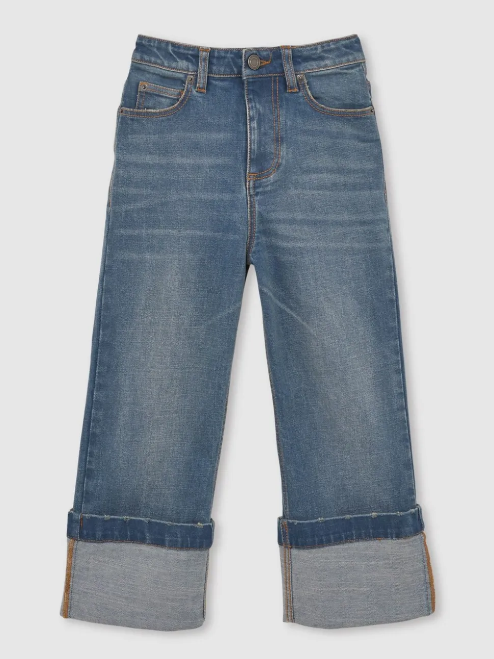 Reiss Blue Belinda 9-13 yrs Straight-Leg Turn-Up Jeans