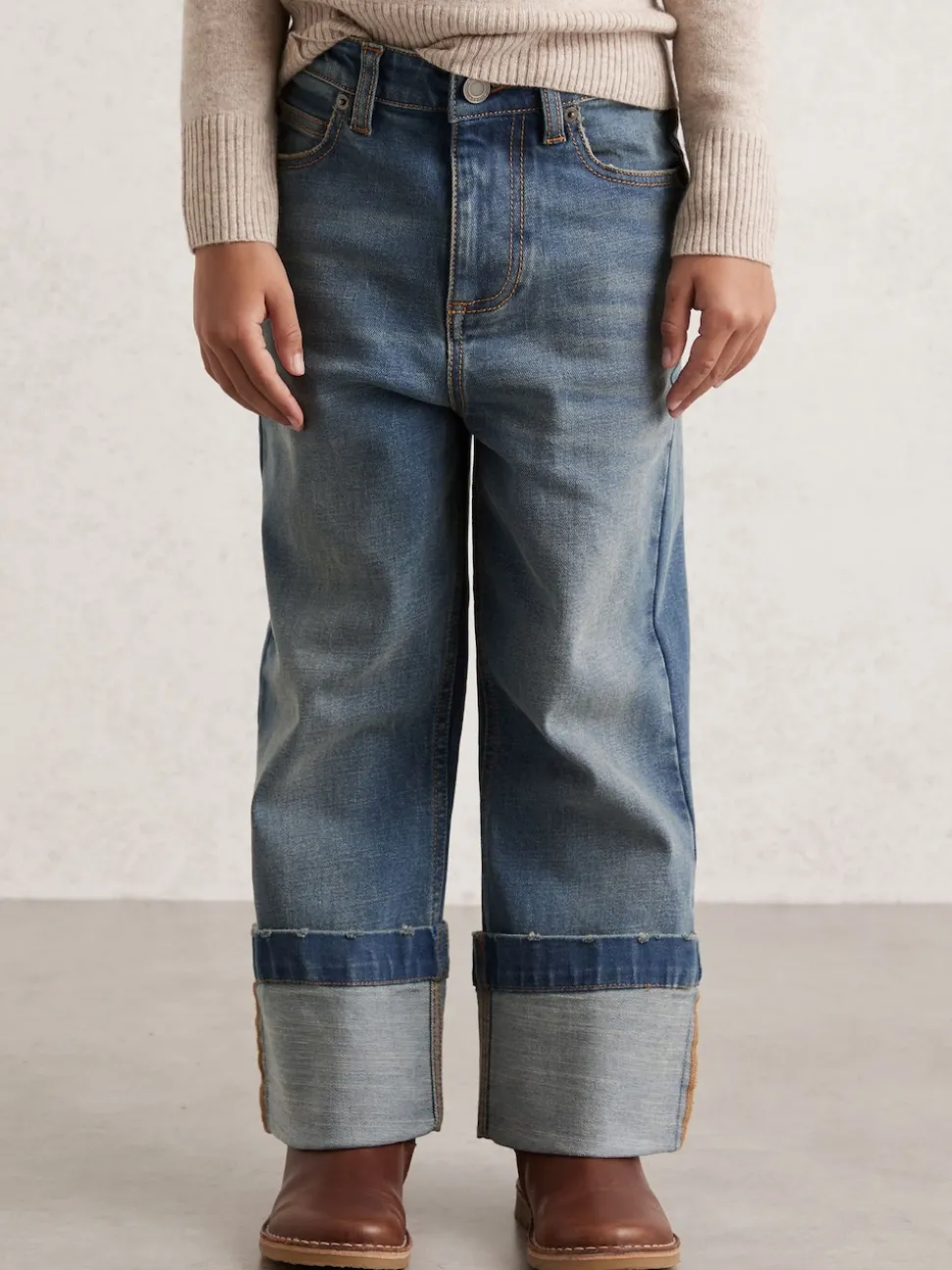 Reiss Blue Belinda 9-13 yrs Straight-Leg Turn-Up Jeans