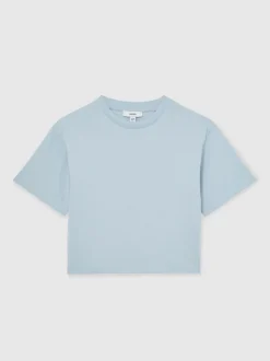 Reiss Blue Bonnie 9-13 yrs Cotton Ribbed-Neck Oversized T-Shirt