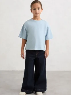 Reiss Blue Bonnie 13-14 yrs Cotton Ribbed-Neck Oversized T-Shirt
