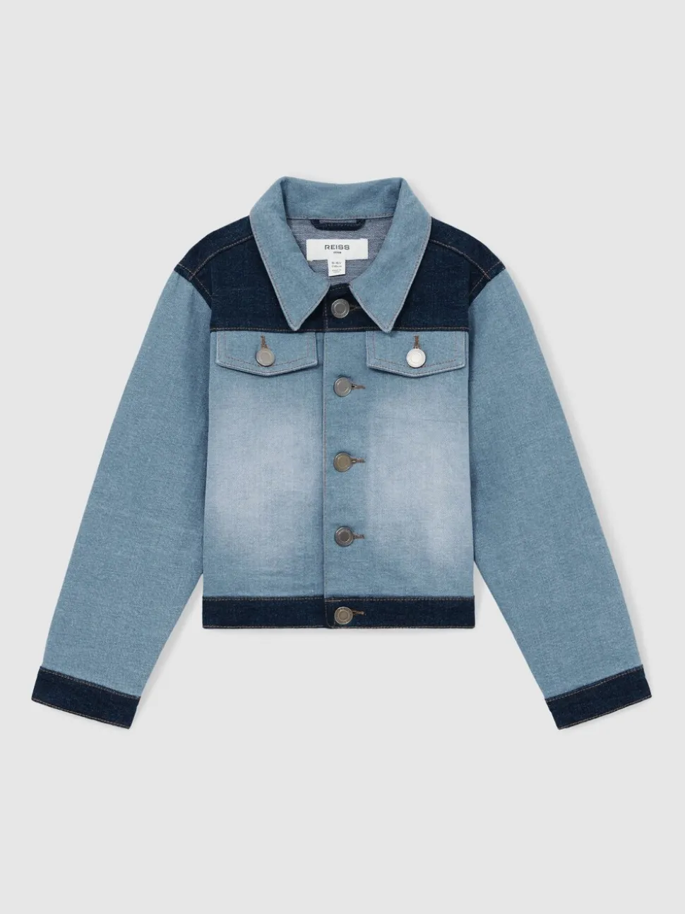 Reiss Blue Briar 13-14 yrs Patchwork Two-Tone Denim Jacket