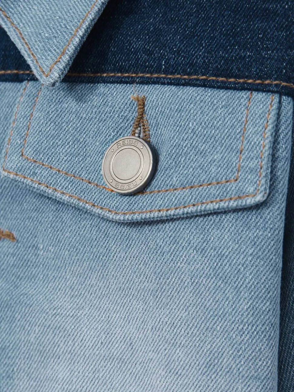 Reiss Blue Briar 13-14 yrs Patchwork Two-Tone Denim Jacket