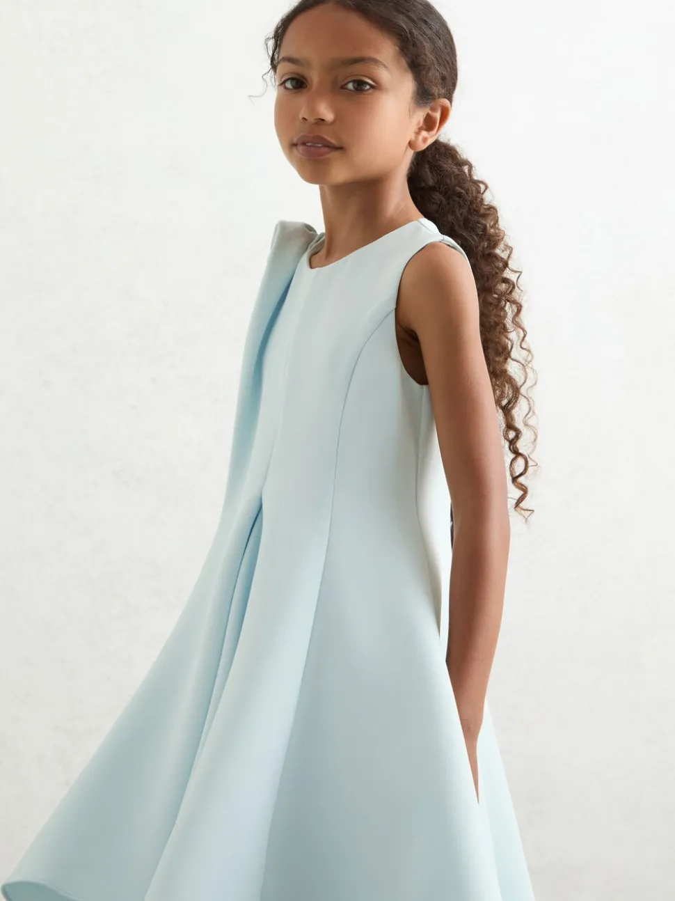 Reiss Blue Florie 4-9 yrs Flower-Detail Fit-And-Flare Dress