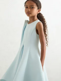 Reiss Blue Florie 13-14 yrs Flower-Detail Fit-And-Flare Dress
