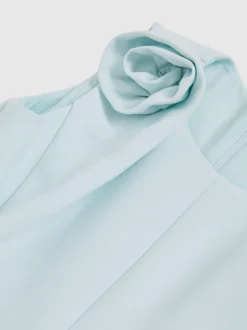Reiss Blue Florie 13-14 yrs Flower-Detail Fit-And-Flare Dress