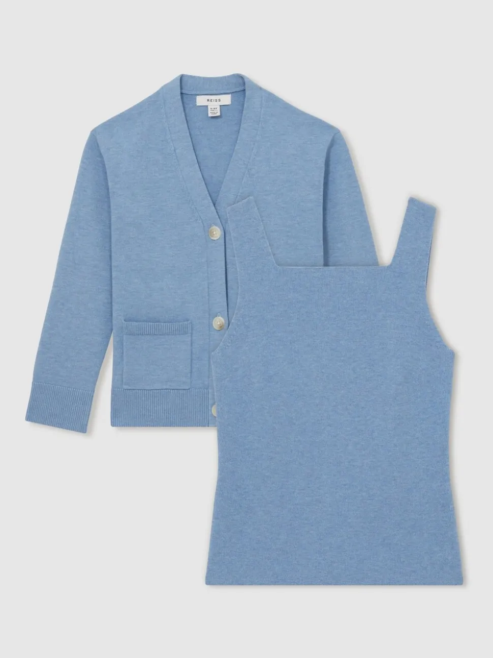 Reiss Blue Harper 9-13 yrs Compact Knit Top And Cardigan Set