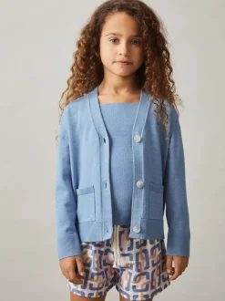 Reiss Blue Harper 9-13 yrs Compact Knit Top And Cardigan Set