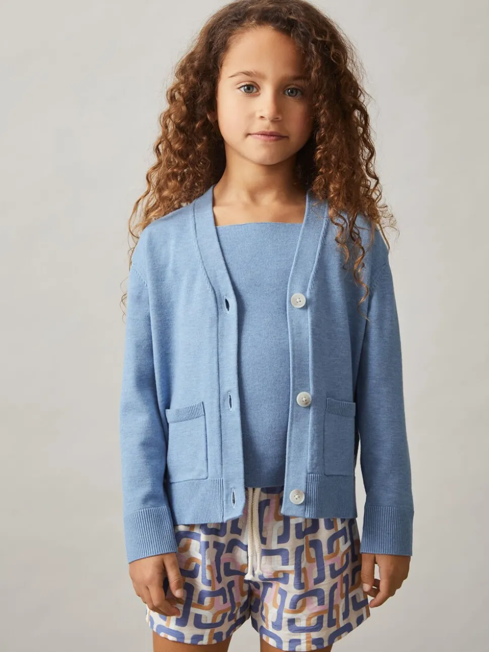 Reiss Blue Harper 9-13 yrs Compact Knit Top And Cardigan Set
