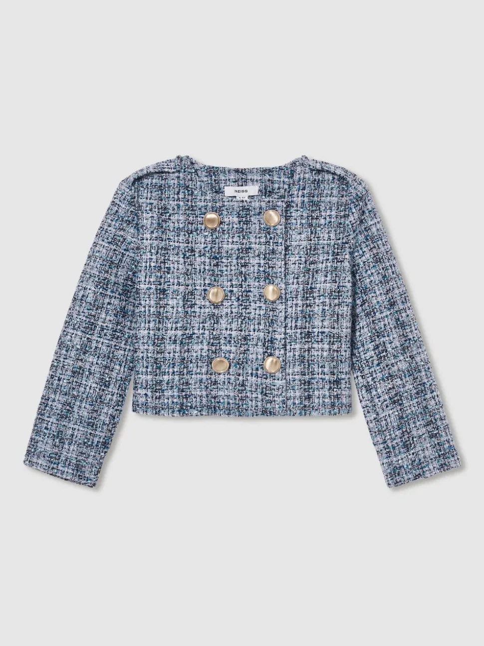 Reiss Blue Magda 9-13 yrs Double-Breasted Bouclé Jacket