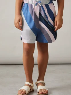 Reiss Blue Print Tommi 9-13 yrs Printed Drawstring-Waist Shorts