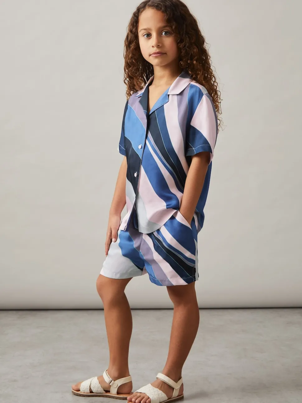 Reiss Blue Print Tommi 4-9 yrs Printed Drawstring-Waist Shorts