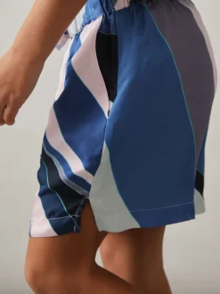 Reiss Blue Print Tommi 4-9 yrs Printed Drawstring-Waist Shorts