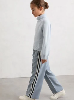 Reiss Blue Robyn 9-13 yrs Cotton Blend Side Stripe Trousers