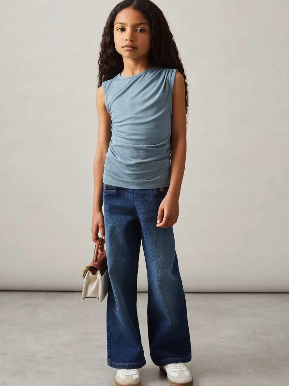Reiss Blue Trudy 9-13 yrs Ruched Vest Top