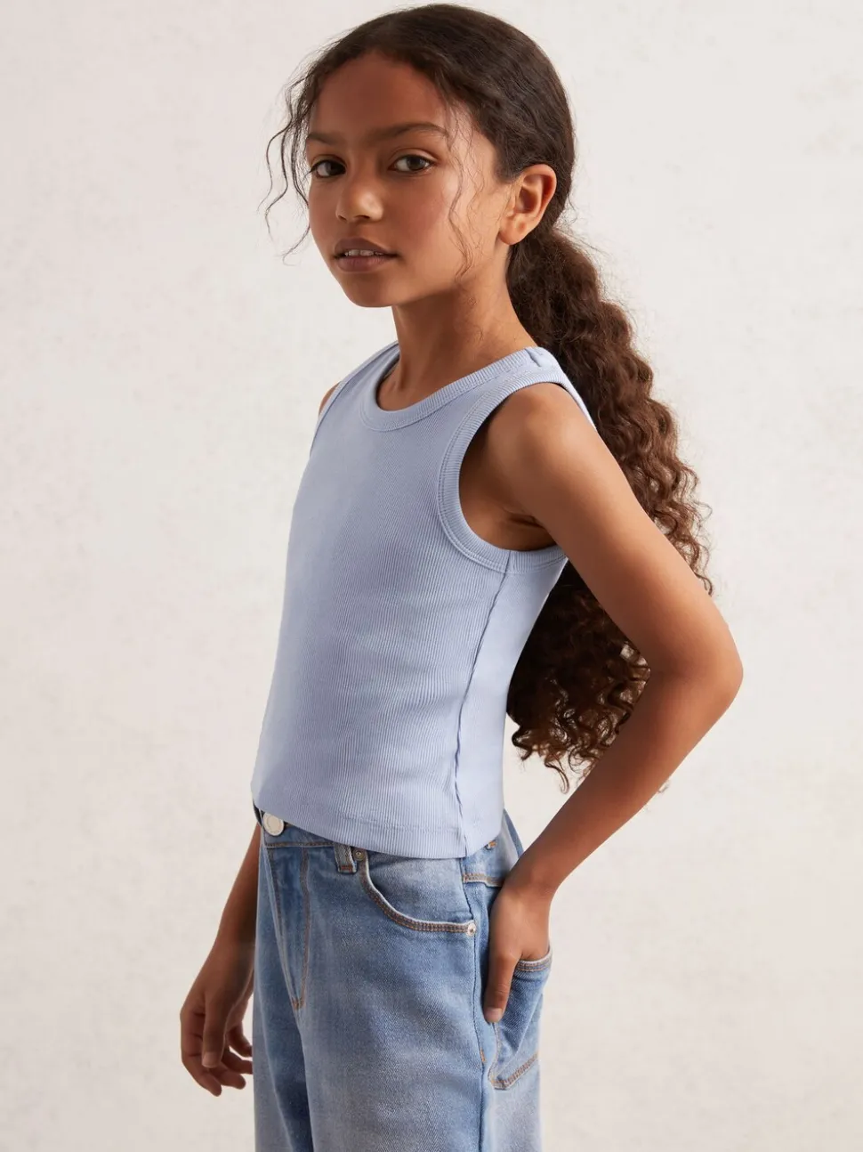 Reiss Blue Violet 3-9 yrs Stretch-Cotton Ribbed Vest