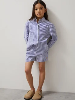 Reiss Blue/White Lella McLaren F1 Team Cotton Stripe Shorts