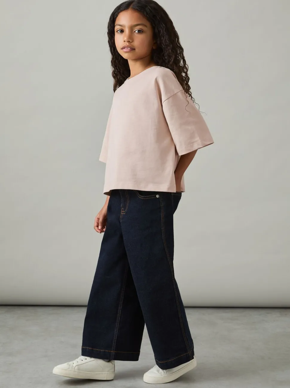 Reiss Blush Cassy 4-9 yrs Oversized Cotton Crew-Neck T-Shirt