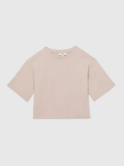 Reiss Blush Cassy 4-9 yrs Oversized Cotton Crew-Neck T-Shirt