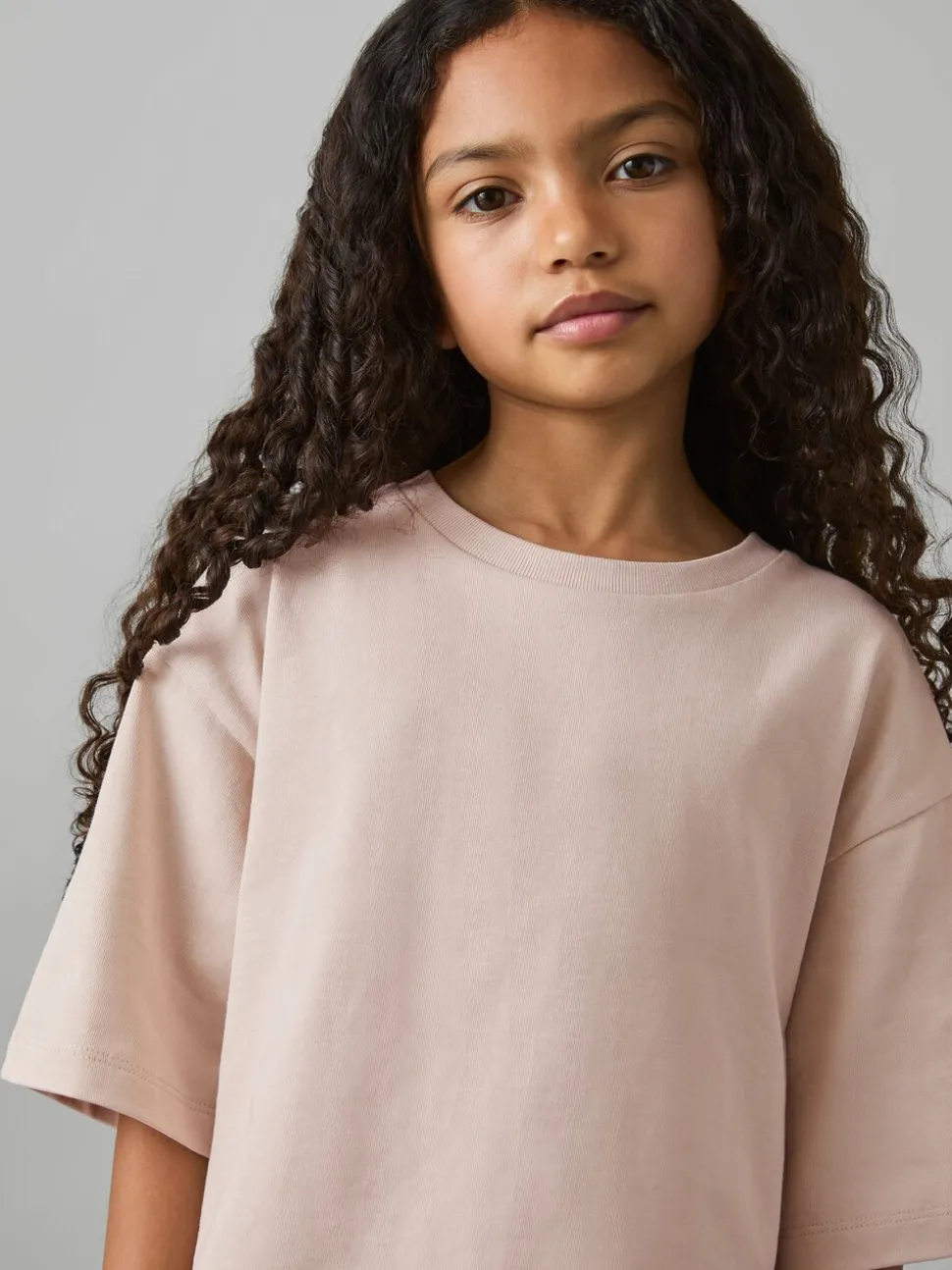 Reiss Blush Cassy 4-9 yrs Oversized Cotton Crew-Neck T-Shirt