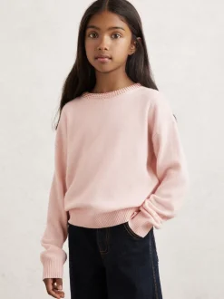 Reiss Blush Elizabeth 9-13 yrs Wool-Blend Crystal-Neckline Jumper With Cashmere