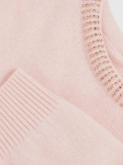 Reiss Blush Elizabeth 9-13 yrs Wool-Blend Crystal-Neckline Jumper With Cashmere