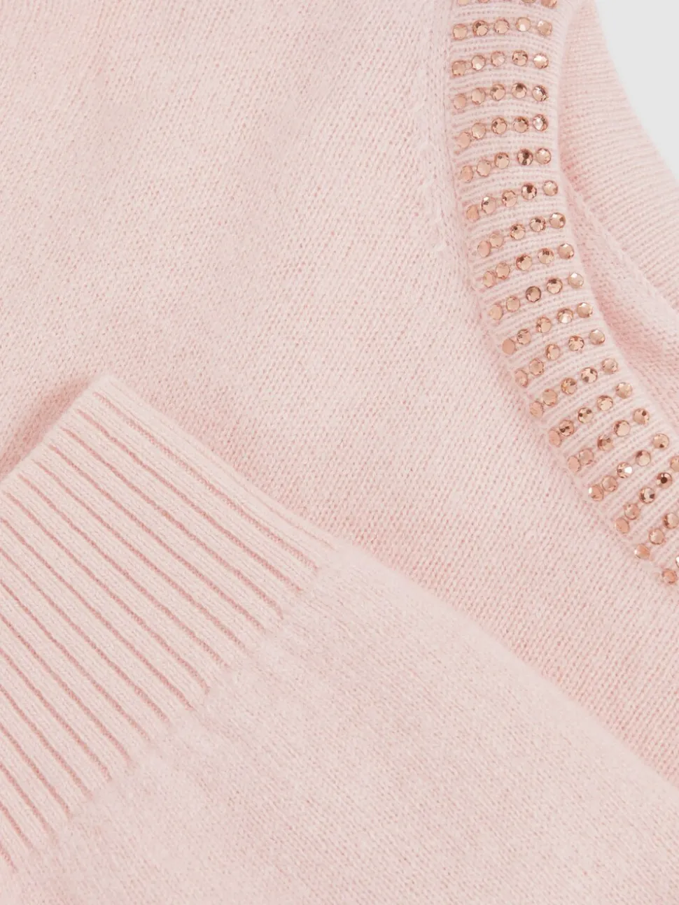 Reiss Blush Elizabeth 9-13 yrs Wool-Blend Crystal-Neckline Jumper With Cashmere