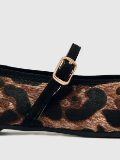 Reiss Brown Amelia Girls Leopard-Print Ballet Pumps