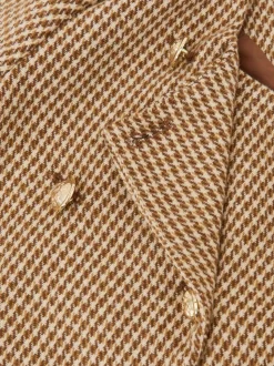 Reiss Brown Brooke 13-14 yrs Puppytooth-Check Fitted Jacket