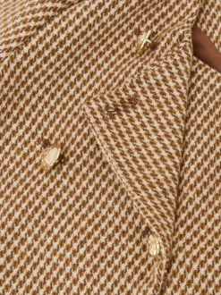 Reiss Brown Brooke 9-13 yrs Puppytooth-Check Fitted Jacket