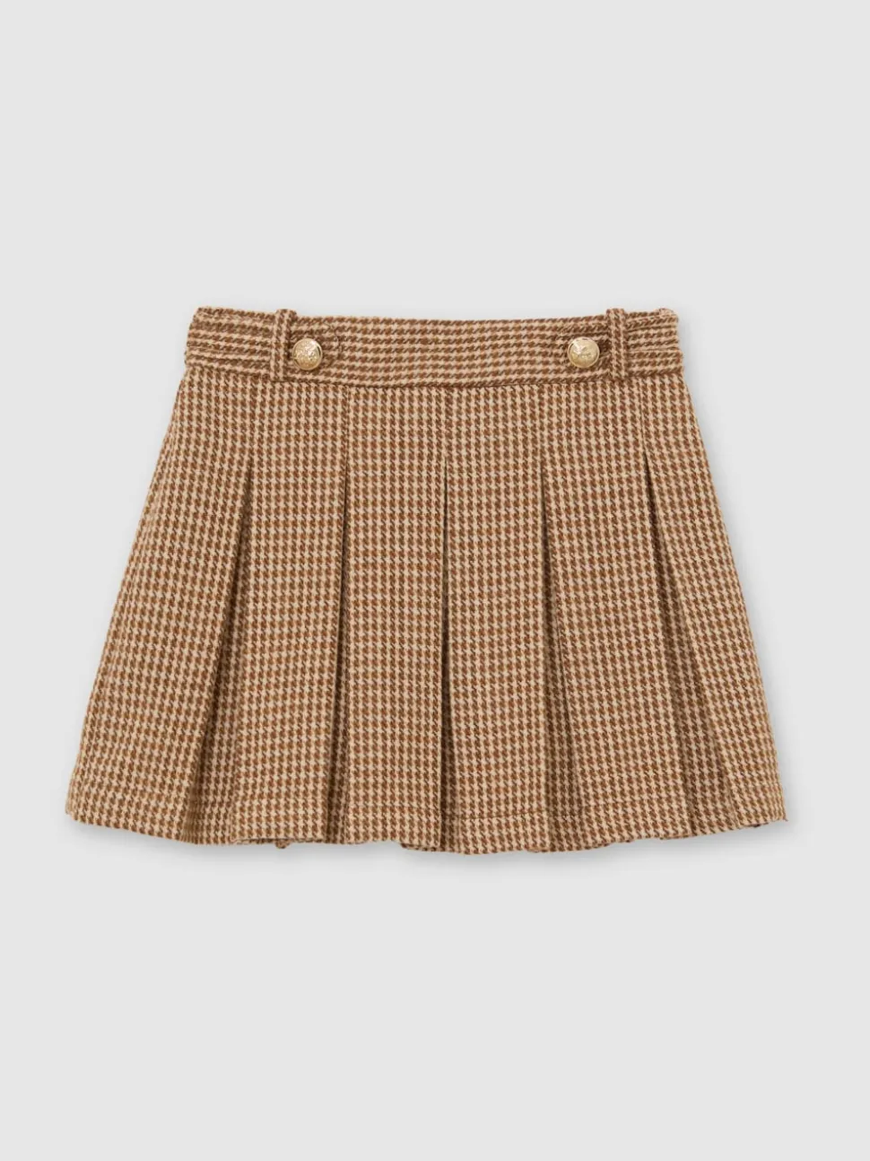 Reiss Brown Molly 3-9 yrs Puppytooth-Check Pleated Skirt