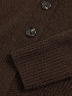 Reiss Brown Tyla 9-13 yrs Wool-Blend Fitted Cardigan With Cashmere