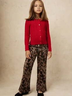 Reiss Brown Wilma 3-9 yrs Leopard-Print Flared Jeans