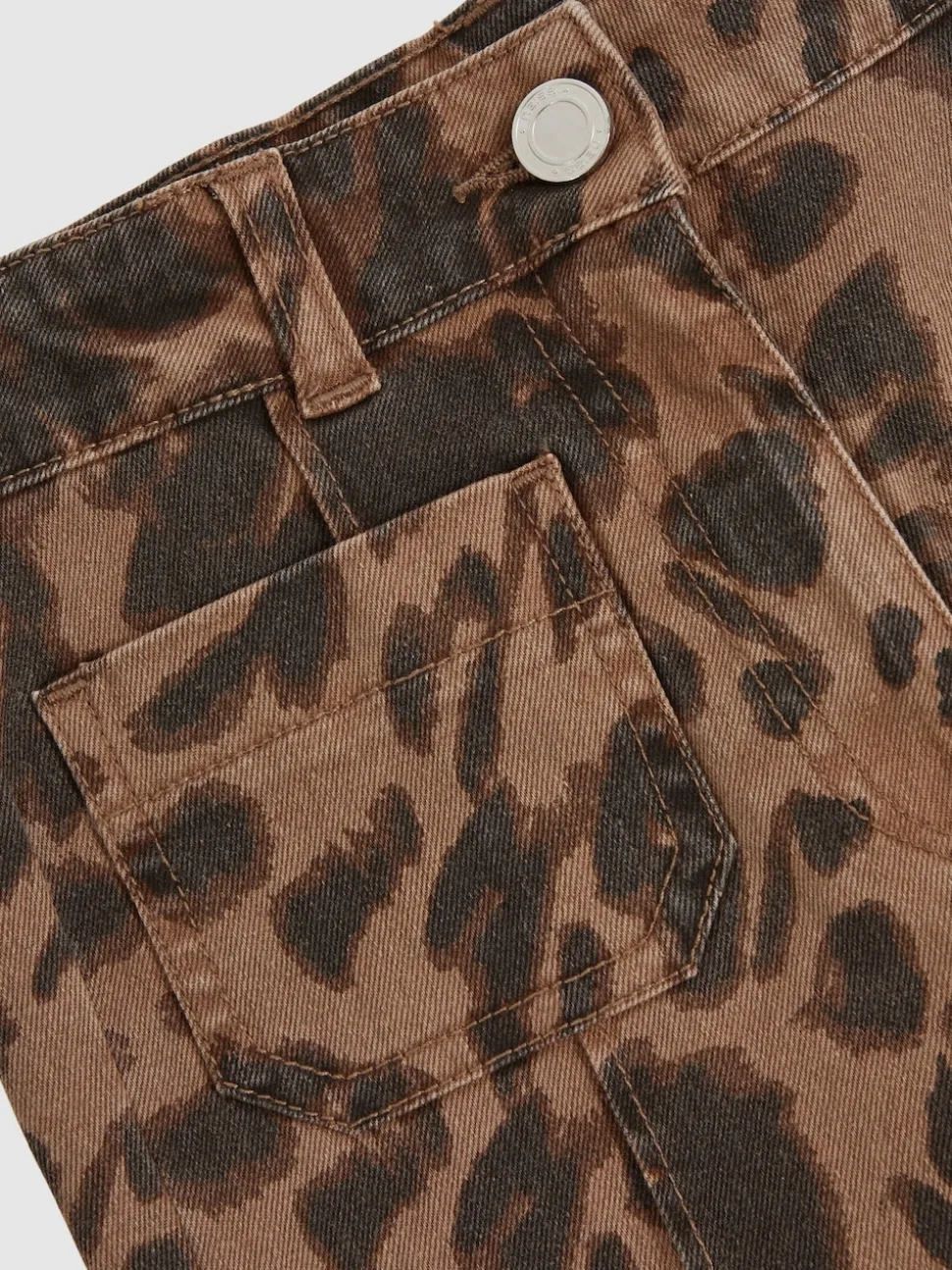 Reiss Brown Wilma 9-13 yrs Leopard-Print Flared Jeans