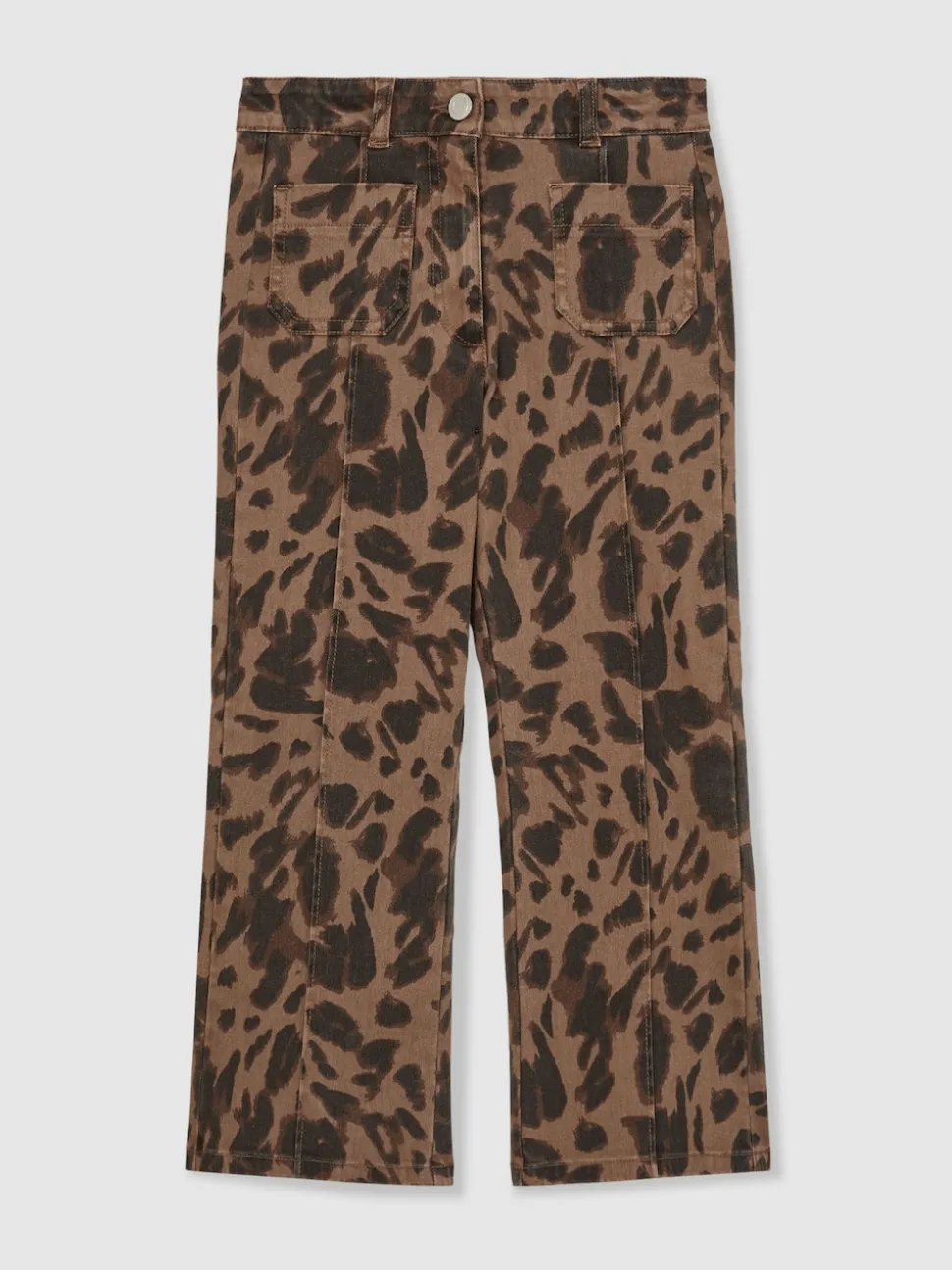 Reiss Brown Wilma 13-14 yrs Leopard-Print Flared Jeans