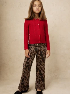 Reiss Brown Wilma 13-14 yrs Leopard-Print Flared Jeans