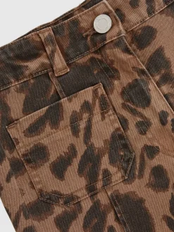 Reiss Brown Wilma 13-14 yrs Leopard-Print Flared Jeans