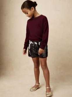Reiss Burgundy Spence 3-9 yrs Sequin Shorts
