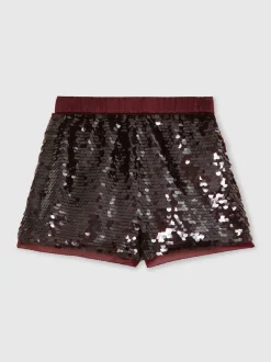 Reiss Burgundy Spence 9-13 yrs Sequin Shorts