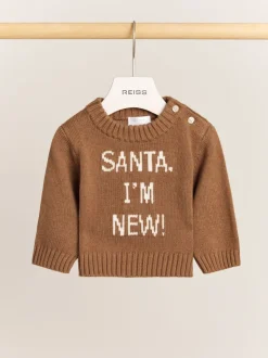 Reiss Camel Eli Cotton-Cashmere Christmas Jumper
