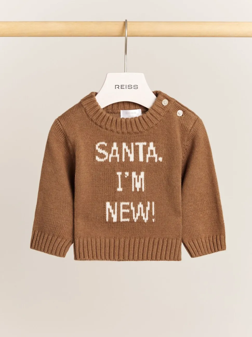 Reiss Camel Eli Cotton-Cashmere Christmas Jumper