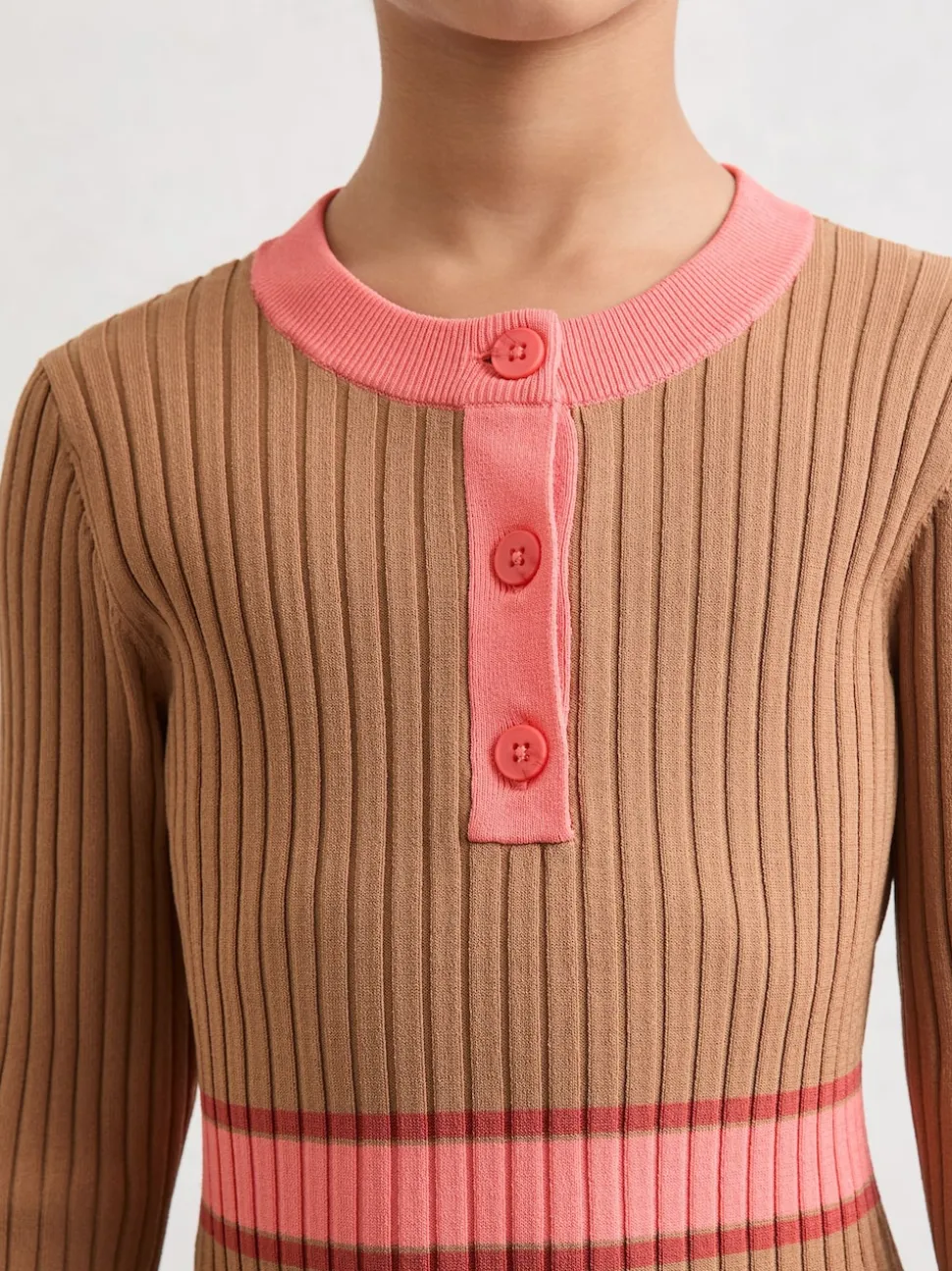 Reiss Camel Holly 9-13 yrs Colour-Block Knitted Skater Dress