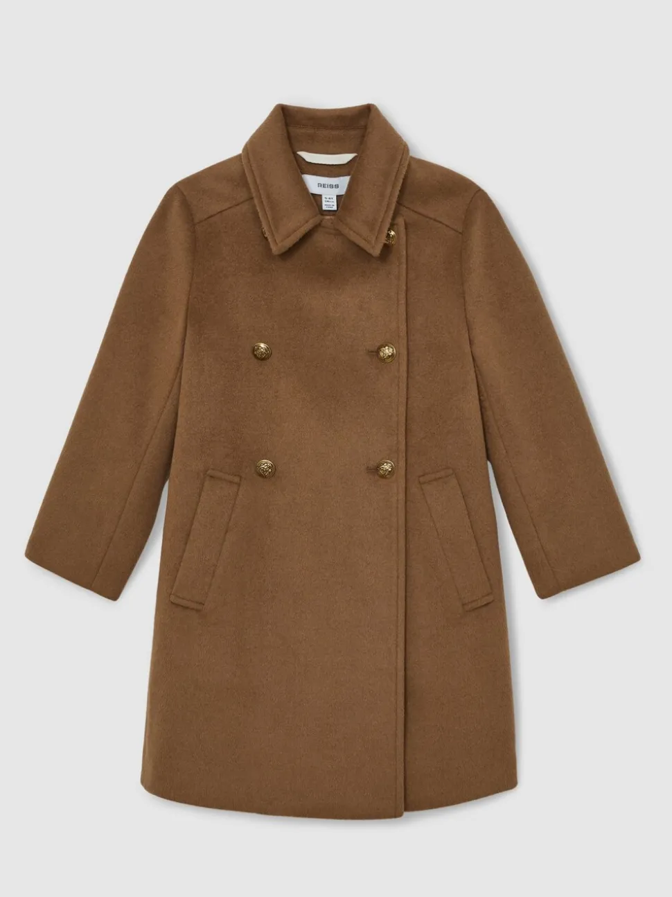 Reiss Camel Mabel 3-9 yrs Wool-Blend Double-Breasted Coat