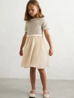 Reiss Champagne Bee 9-13 yrs Sequin-Top Chiffon-Skirt Dress