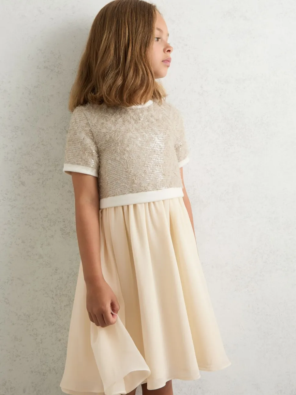 Reiss Champagne Bee 3-9 yrs Sequin-Top Chiffon-Skirt Dress