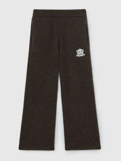 Reiss Chocolate Brown Blake 9-13 yrs Monogram Relaxed Wool-Blend Joggers Unisex Fit