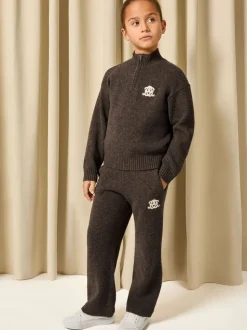 Reiss Chocolate Brown Blake 9-13 yrs Monogram Relaxed Wool-Blend Joggers Unisex Fit