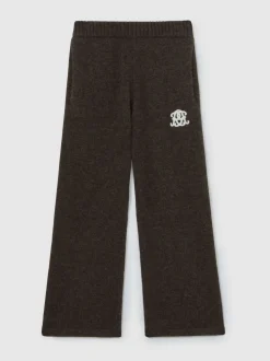 Reiss Chocolate Brown Blake 3-9 yrs Monogram Relaxed Wool-Blend Joggers Unisex Fit