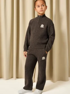Reiss Chocolate Brown Blake 3-9 yrs Monogram Relaxed Wool-Blend Joggers Unisex Fit