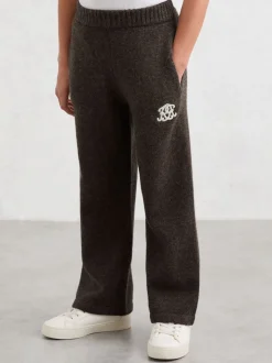Reiss Chocolate Brown Blake 3-9 yrs Monogram Relaxed Wool-Blend Joggers Unisex Fit